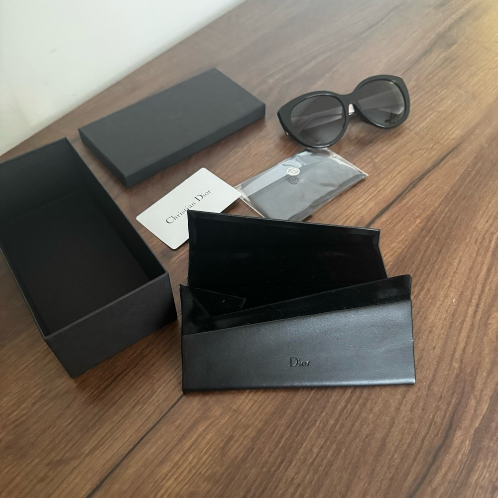 Authentic Christian Dior Lady Dior Black Cat Eye Sunglasses - Picture 7 of 7